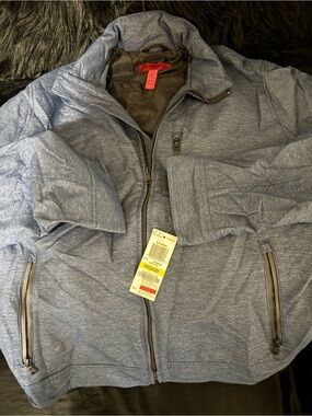 Alfani Men's Heathered Blue Zip-Up Puffer Jacket